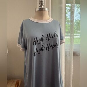 LuLaRoe Blue Tee with White Trim, Large, NWOT